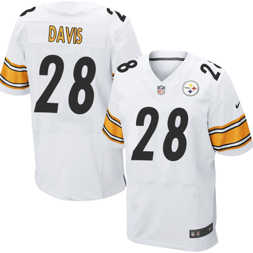 Men's Elite Sean Davis Nike Jersey White Road - #28 NFL Pittsburgh Steelers